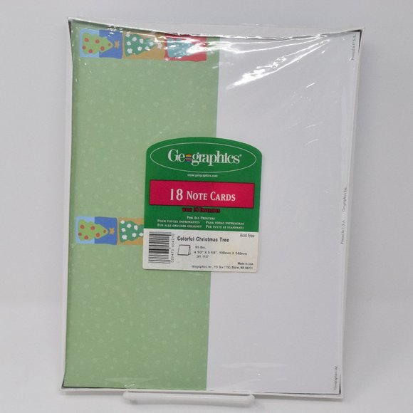 VTG Geographics 18 Colorful Christmas Tree Note Cards Envelopes Sealed Acid Free - Picture 1 of 7